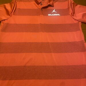 Jordan Oklahoma Sooners Red Crimson Striped Polo Shirt Men’s Large Short Sleeve